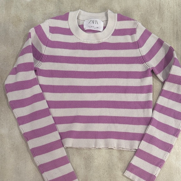 Zara Lilac and Cream Striped Knit Top - Picture 1 of 2